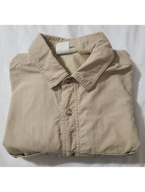 Vtg Solumbra Fishing Long Sleeve Shirt Mens Sz Large Beige Vented Nylon USA GUC